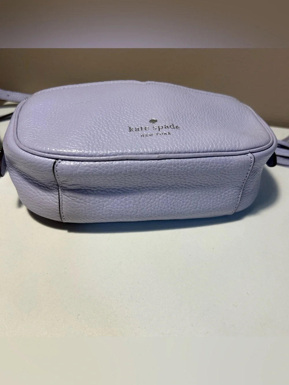 Kate Spade Kourtney Lavender Pebbled Crossbody Tassel Bag Silver Zip Top
